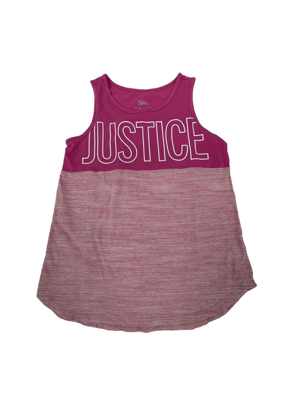 Justice Girls Pink Static Sleeveless Graphic Tank Top Youth Size 14/16